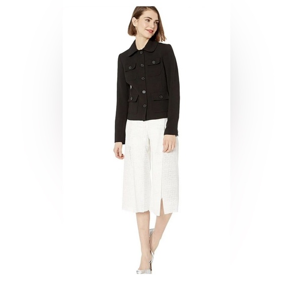 Karl Lagerfeld Paris Women's Four Pocket Peter Pan Collared Jacket, Black - Picture 5 of 10
